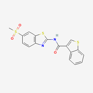 molecular formula C17H12N2O3S3 B4267988 N-[6-(methylsulfonyl)-1,3-benzothiazol-2-yl]-1-benzothiophene-3-carboxamide 
