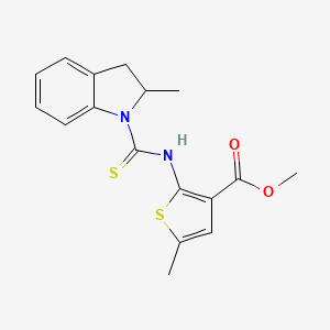molecular formula C17H18N2O2S2 B4267996 methyl 5-methyl-2-{[(2-methyl-2,3-dihydro-1H-indol-1-yl)carbonothioyl]amino}-3-thiophenecarboxylate 