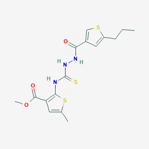 molecular formula C16H19N3O3S3 B4268037 methyl 5-methyl-2-[({2-[(5-propyl-3-thienyl)carbonyl]hydrazino}carbonothioyl)amino]-3-thiophenecarboxylate 