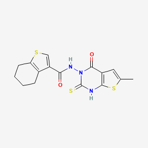 molecular formula C16H15N3O2S3 B4268039 N-(2-mercapto-6-methyl-4-oxothieno[2,3-d]pyrimidin-3(4H)-yl)-4,5,6,7-tetrahydro-1-benzothiophene-3-carboxamide 