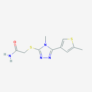 molecular formula C10H12N4OS2 B4268066 2-{[4-methyl-5-(5-methyl-3-thienyl)-4H-1,2,4-triazol-3-yl]thio}acetamide 
