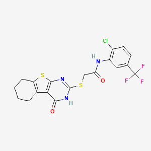 molecular formula C19H15ClF3N3O2S2 B4268085 N-[2-chloro-5-(trifluoromethyl)phenyl]-2-[(4-oxo-3,4,5,6,7,8-hexahydro[1]benzothieno[2,3-d]pyrimidin-2-yl)thio]acetamide 
