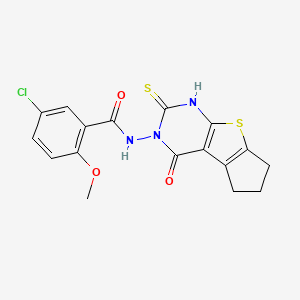 molecular formula C17H14ClN3O3S2 B4268105 5-chloro-N-(2-mercapto-4-oxo-6,7-dihydro-4H-cyclopenta[4,5]thieno[2,3-d]pyrimidin-3(5H)-yl)-2-methoxybenzamide 
