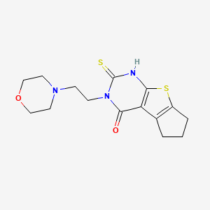 molecular formula C15H19N3O2S2 B4268106 2-mercapto-3-[2-(4-morpholinyl)ethyl]-3,5,6,7-tetrahydro-4H-cyclopenta[4,5]thieno[2,3-d]pyrimidin-4-one 
