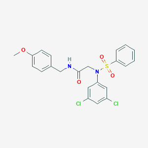 molecular formula C22H20Cl2N2O4S B426811 2-[3,5-dichloro(phenylsulfonyl)anilino]-N-(4-methoxybenzyl)acetamide 