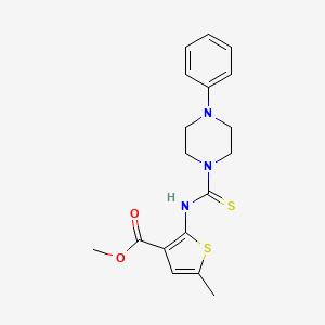 molecular formula C18H21N3O2S2 B4268118 methyl 5-methyl-2-{[(4-phenyl-1-piperazinyl)carbonothioyl]amino}-3-thiophenecarboxylate 