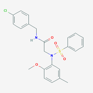 molecular formula C23H23ClN2O4S B426812 N-(4-chlorobenzyl)-2-[2-methoxy-5-methyl(phenylsulfonyl)anilino]acetamide 