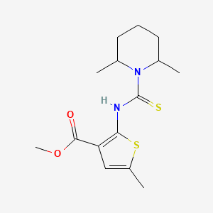 molecular formula C15H22N2O2S2 B4268124 methyl 2-{[(2,6-dimethyl-1-piperidinyl)carbonothioyl]amino}-5-methyl-3-thiophenecarboxylate 