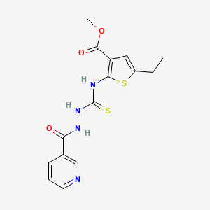 molecular formula C15H16N4O3S2 B4268155 methyl 5-ethyl-2-({[2-(3-pyridinylcarbonyl)hydrazino]carbonothioyl}amino)-3-thiophenecarboxylate 