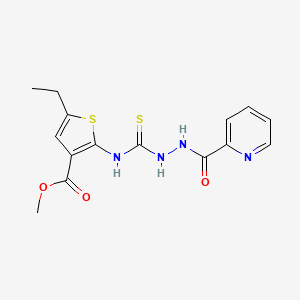 molecular formula C15H16N4O3S2 B4268163 methyl 5-ethyl-2-({[2-(2-pyridinylcarbonyl)hydrazino]carbonothioyl}amino)-3-thiophenecarboxylate 