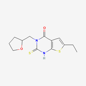 molecular formula C13H16N2O2S2 B4268165 6-ethyl-2-mercapto-3-(tetrahydro-2-furanylmethyl)thieno[2,3-d]pyrimidin-4(3H)-one 