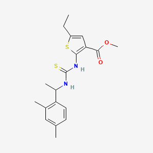 molecular formula C19H24N2O2S2 B4268167 methyl 2-[({[1-(2,4-dimethylphenyl)ethyl]amino}carbonothioyl)amino]-5-ethyl-3-thiophenecarboxylate 