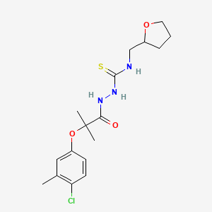 molecular formula C17H24ClN3O3S B4268173 2-[2-(4-chloro-3-methylphenoxy)-2-methylpropanoyl]-N-(tetrahydro-2-furanylmethyl)hydrazinecarbothioamide 
