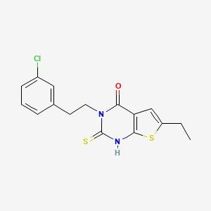 molecular formula C16H15ClN2OS2 B4268183 3-[2-(3-chlorophenyl)ethyl]-6-ethyl-2-mercaptothieno[2,3-d]pyrimidin-4(3H)-one 