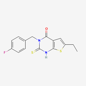 molecular formula C15H13FN2OS2 B4268198 6-ethyl-3-(4-fluorobenzyl)-2-mercaptothieno[2,3-d]pyrimidin-4(3H)-one 