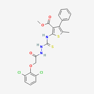 molecular formula C22H19Cl2N3O4S2 B4268215 methyl 2-[({2-[(2,6-dichlorophenoxy)acetyl]hydrazino}carbonothioyl)amino]-5-methyl-4-phenyl-3-thiophenecarboxylate CAS No. 588692-48-2