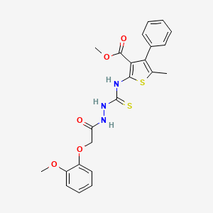 molecular formula C23H23N3O5S2 B4268226 methyl 2-[({2-[(2-methoxyphenoxy)acetyl]hydrazino}carbonothioyl)amino]-5-methyl-4-phenyl-3-thiophenecarboxylate 