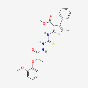 molecular formula C24H25N3O5S2 B4268230 methyl 2-[({2-[2-(2-methoxyphenoxy)propanoyl]hydrazino}carbonothioyl)amino]-5-methyl-4-phenyl-3-thiophenecarboxylate 