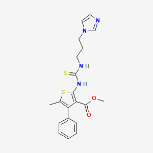 molecular formula C20H22N4O2S2 B4268233 methyl 2-[({[3-(1H-imidazol-1-yl)propyl]amino}carbonothioyl)amino]-5-methyl-4-phenyl-3-thiophenecarboxylate 