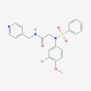 molecular formula C21H20ClN3O4S B426824 2-[3-chloro-4-methoxy(phenylsulfonyl)anilino]-N-(4-pyridinylmethyl)acetamide CAS No. 695174-96-0