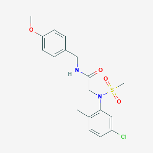 molecular formula C18H21ClN2O4S B426825 2-[5-chloro-2-methyl(methylsulfonyl)anilino]-N-(4-methoxybenzyl)acetamide 
