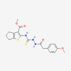 molecular formula C19H21N3O4S2 B4268265 methyl 2-[({2-[(4-methoxyphenyl)acetyl]hydrazino}carbonothioyl)amino]-5,6-dihydro-4H-cyclopenta[b]thiophene-3-carboxylate 