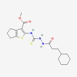 molecular formula C19H27N3O3S2 B4268266 methyl 2-({[2-(3-cyclohexylpropanoyl)hydrazino]carbonothioyl}amino)-5,6-dihydro-4H-cyclopenta[b]thiophene-3-carboxylate 