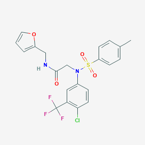 molecular formula C21H18ClF3N2O4S B426828 2-[4-chloro[(4-methylphenyl)sulfonyl]-3-(trifluoromethyl)anilino]-N-(2-furylmethyl)acetamide 