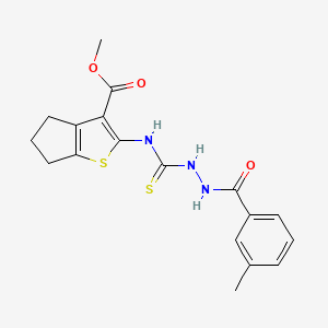 molecular formula C18H19N3O3S2 B4268281 methyl 2-({[2-(3-methylbenzoyl)hydrazino]carbonothioyl}amino)-5,6-dihydro-4H-cyclopenta[b]thiophene-3-carboxylate 