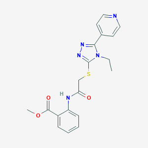 molecular formula C19H19N5O3S B426830 Methyl 2-[2-(4-ethyl-5-(4-pyridyl)-1,2,4-triazol-3-ylthio)acetylamino]benzoate CAS No. 575460-64-9