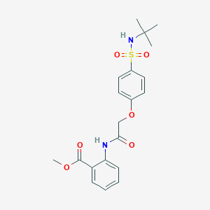 molecular formula C20H24N2O6S B426834 Methyl2-[({4-[(tert-butylamino)sulfonyl]phenoxy}acetyl)amino]benzoate 