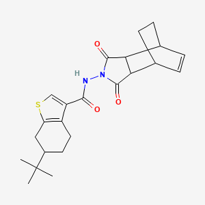 molecular formula C23H28N2O3S B4268352 6-tert-butyl-N-(3,5-dioxo-4-azatricyclo[5.2.2.0~2,6~]undec-8-en-4-yl)-4,5,6,7-tetrahydro-1-benzothiophene-3-carboxamide 