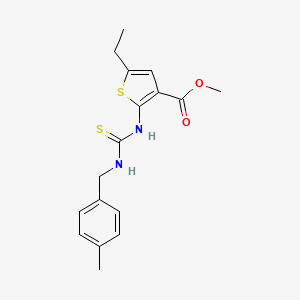 molecular formula C17H20N2O2S2 B4268372 methyl 5-ethyl-2-({[(4-methylbenzyl)amino]carbonothioyl}amino)-3-thiophenecarboxylate 