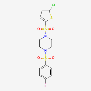 molecular formula C14H14ClFN2O4S3 B4268374 1-[(5-chloro-2-thienyl)sulfonyl]-4-[(4-fluorophenyl)sulfonyl]piperazine 