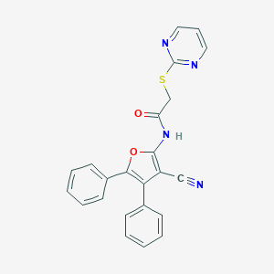molecular formula C23H16N4O2S B426840 N-(3-cyano-4,5-diphenyl-2-furyl)-2-(2-pyrimidinylsulfanyl)acetamide 
