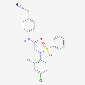 molecular formula C22H17Cl2N3O3S B426841 N-[4-(cyanomethyl)phenyl]-2-[2,4-dichloro(phenylsulfonyl)anilino]acetamide 