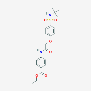 molecular formula C21H26N2O6S B426843 Ethyl4-[({4-[(tert-butylamino)sulfonyl]phenoxy}acetyl)amino]benzoate 