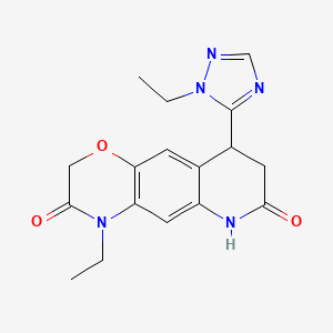 molecular formula C17H19N5O3 B4268436 4-ethyl-9-(1-ethyl-1H-1,2,4-triazol-5-yl)-8,9-dihydro-2H-[1,4]oxazino[2,3-g]quinoline-3,7(4H,6H)-dione 