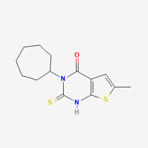 molecular formula C14H18N2OS2 B4268442 3-cycloheptyl-2-mercapto-6-methylthieno[2,3-d]pyrimidin-4(3H)-one 