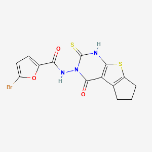 molecular formula C14H10BrN3O3S2 B4268445 5-bromo-N-(2-mercapto-4-oxo-6,7-dihydro-4H-cyclopenta[4,5]thieno[2,3-d]pyrimidin-3(5H)-yl)-2-furamide 
