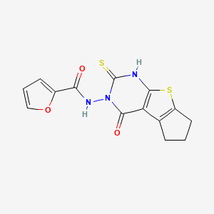 molecular formula C14H11N3O3S2 B4268469 N-(2-mercapto-4-oxo-6,7-dihydro-4H-cyclopenta[4,5]thieno[2,3-d]pyrimidin-3(5H)-yl)-2-furamide 