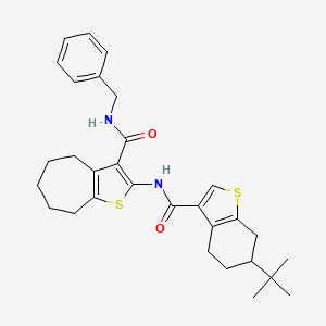 molecular formula C30H36N2O2S2 B4268477 N-benzyl-2-{[(6-tert-butyl-4,5,6,7-tetrahydro-1-benzothien-3-yl)carbonyl]amino}-5,6,7,8-tetrahydro-4H-cyclohepta[b]thiophene-3-carboxamide 