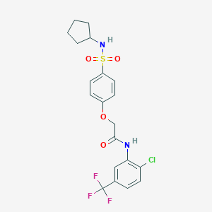 molecular formula C20H20ClF3N2O4S B426851 N-[2-chloro-5-(trifluoromethyl)phenyl]-2-[4-(cyclopentylsulfamoyl)phenoxy]acetamide 
