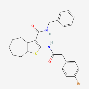 molecular formula C25H25BrN2O2S B4268511 N-benzyl-2-{[(4-bromophenyl)acetyl]amino}-5,6,7,8-tetrahydro-4H-cyclohepta[b]thiophene-3-carboxamide 