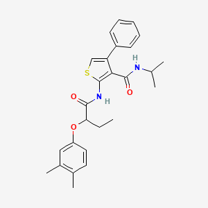 molecular formula C26H30N2O3S B4268519 2-{[2-(3,4-dimethylphenoxy)butanoyl]amino}-N-isopropyl-4-phenyl-3-thiophenecarboxamide 