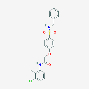 molecular formula C22H21ClN2O4S B426853 2-{4-[(benzylamino)sulfonyl]phenoxy}-N-(3-chloro-2-methylphenyl)acetamide 