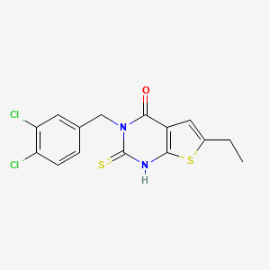 molecular formula C15H12Cl2N2OS2 B4268535 3-(3,4-dichlorobenzyl)-6-ethyl-2-mercaptothieno[2,3-d]pyrimidin-4(3H)-one 