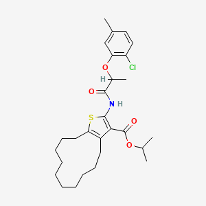 molecular formula C28H38ClNO4S B4268550 isopropyl 2-{[2-(2-chloro-5-methylphenoxy)propanoyl]amino}-4,5,6,7,8,9,10,11,12,13-decahydrocyclododeca[b]thiophene-3-carboxylate 