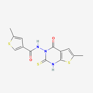 molecular formula C13H11N3O2S3 B4268575 N-(2-mercapto-6-methyl-4-oxothieno[2,3-d]pyrimidin-3(4H)-yl)-5-methyl-3-thiophenecarboxamide 