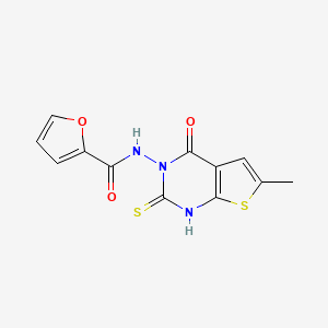 molecular formula C12H9N3O3S2 B4268576 N-(2-mercapto-6-methyl-4-oxothieno[2,3-d]pyrimidin-3(4H)-yl)-2-furamide 